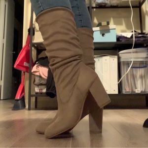Le Chateau camel suede heels boots
